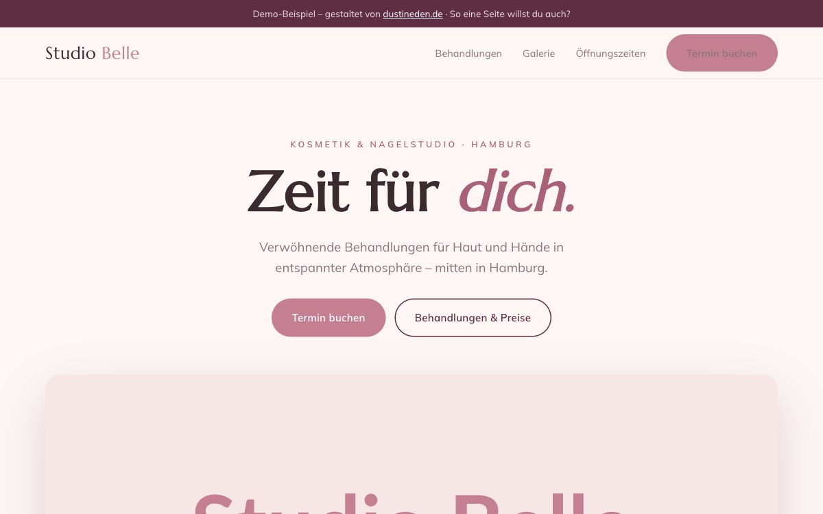 Vorschau der Demo-Website Studio Belle