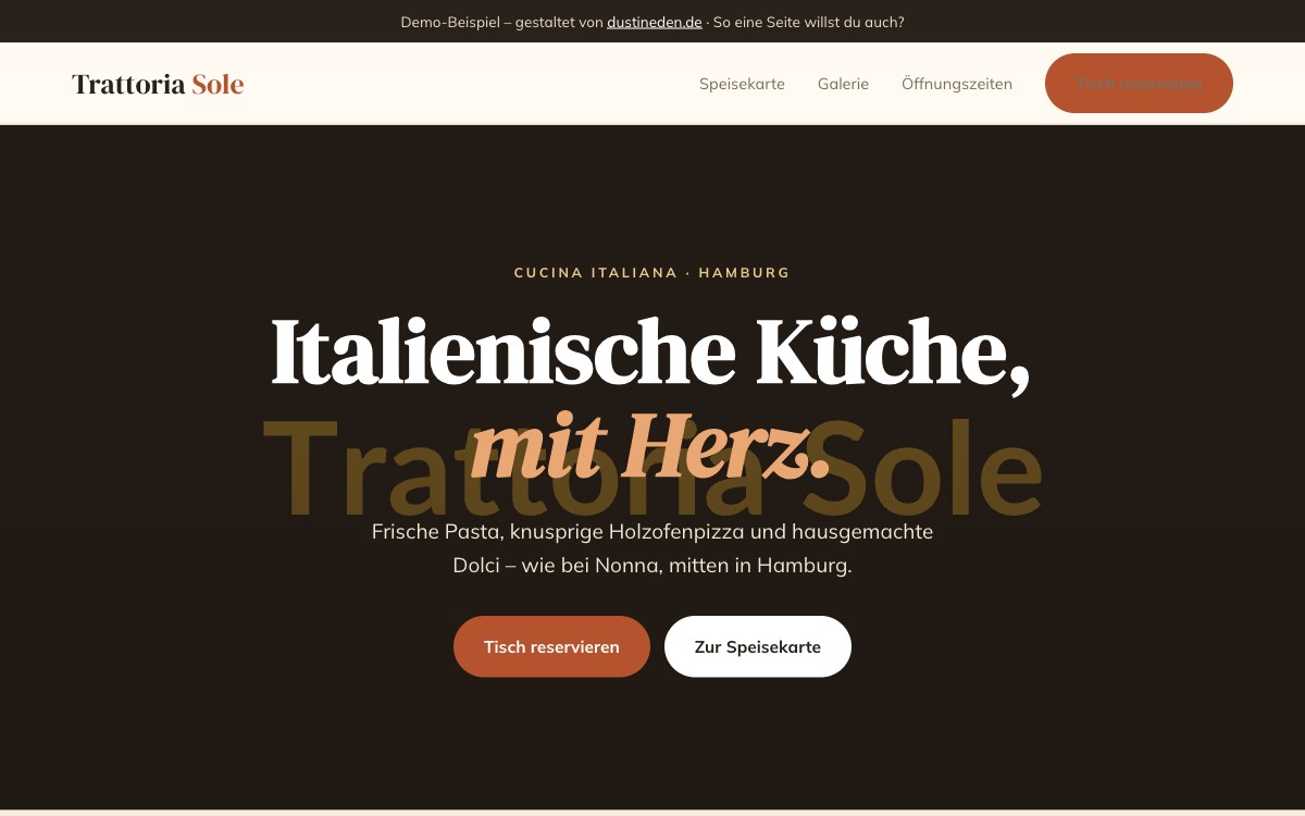 Vorschau der Demo-Website Trattoria Sole