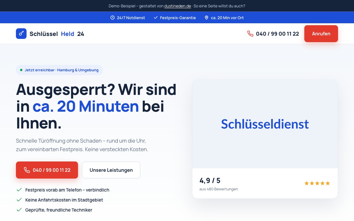 Vorschau der Demo-Website SchlüsselHeld 24